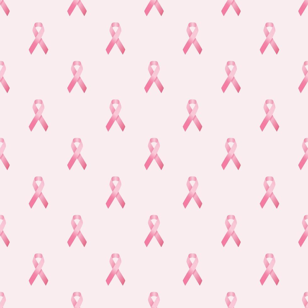 Breast cancer awareness seamless pattern of pink ribbon on pink background. vector