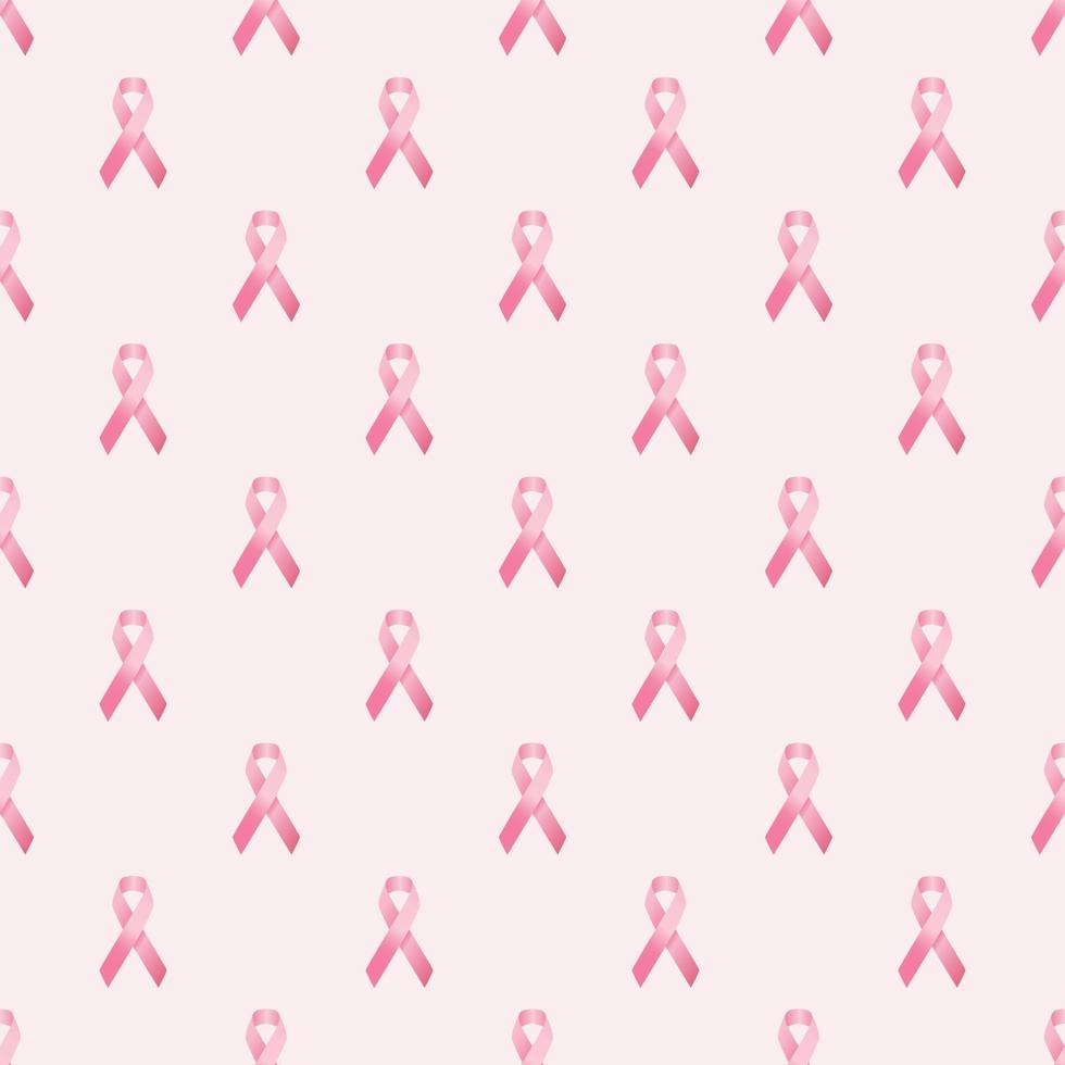 Breast cancer awareness seamless pattern of pink ribbon on pink background. vector