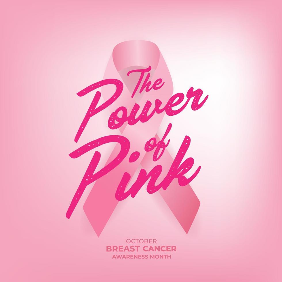 The Power of Pink. World October Breast Cancer Awareness Month Banner. vector