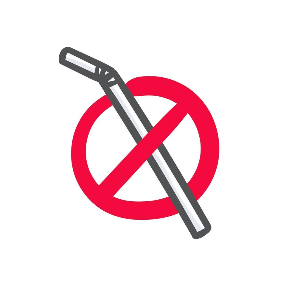 Hand drawn No plastic straws doodle icon. vector