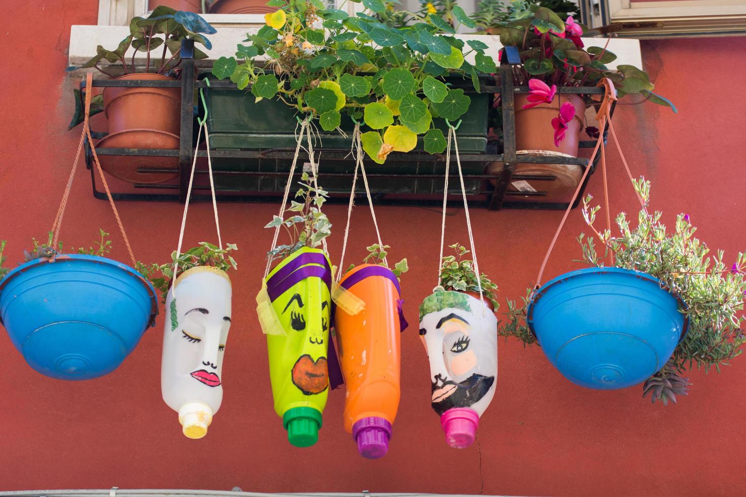 Funny flower pots in Murano, Venice, Italy, 2019 photo
