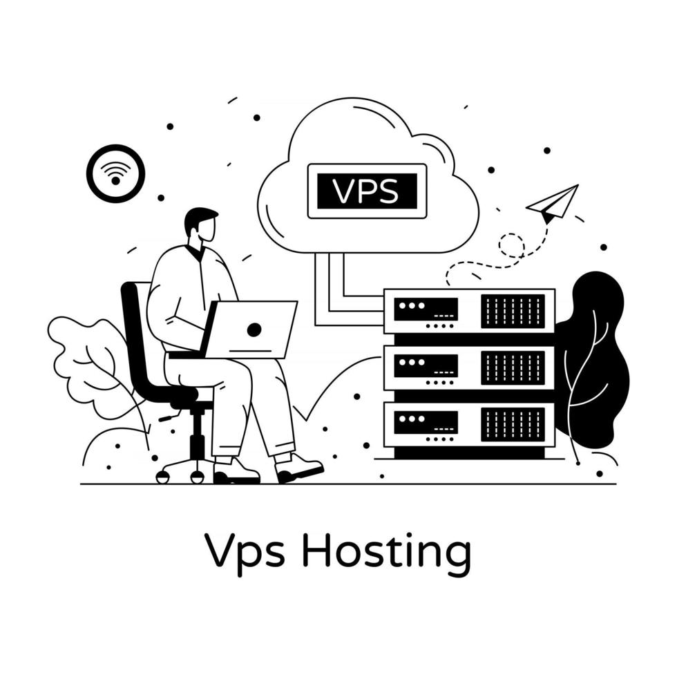 alojamiento en la nube vps vector