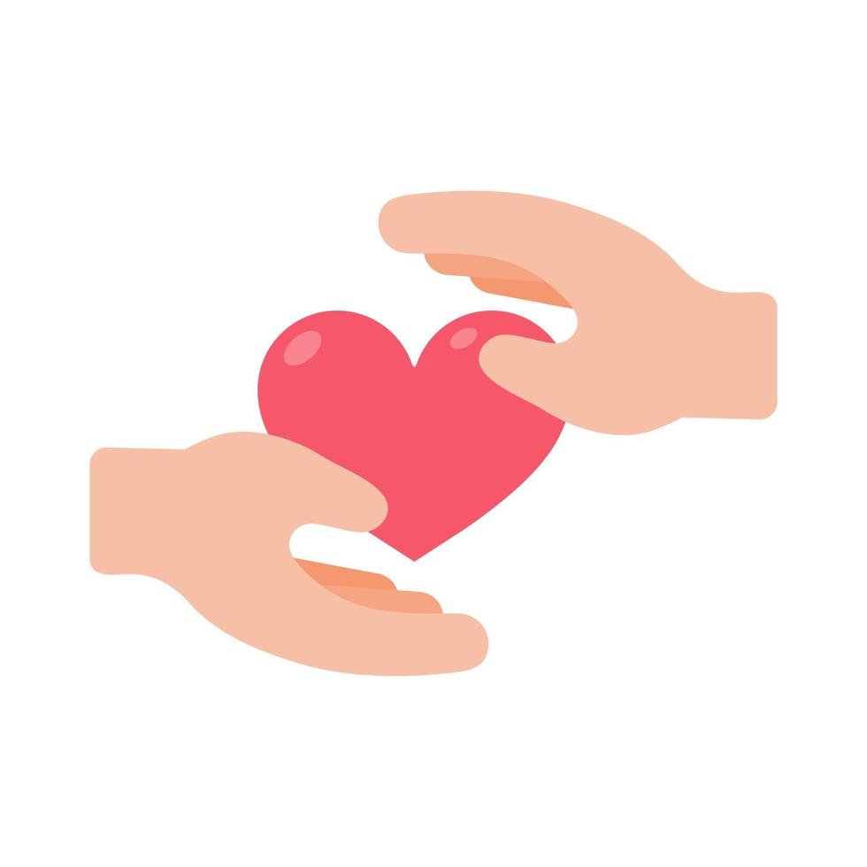 vector hands giving hearts to each other Helping the poor by donating items to charity