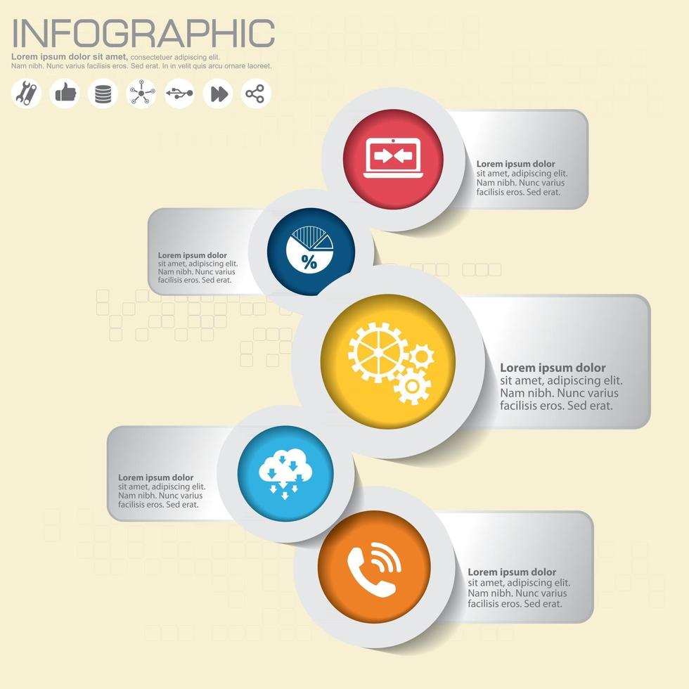 Circle infographics design templates set, five steps or options, vector eps10 illustration