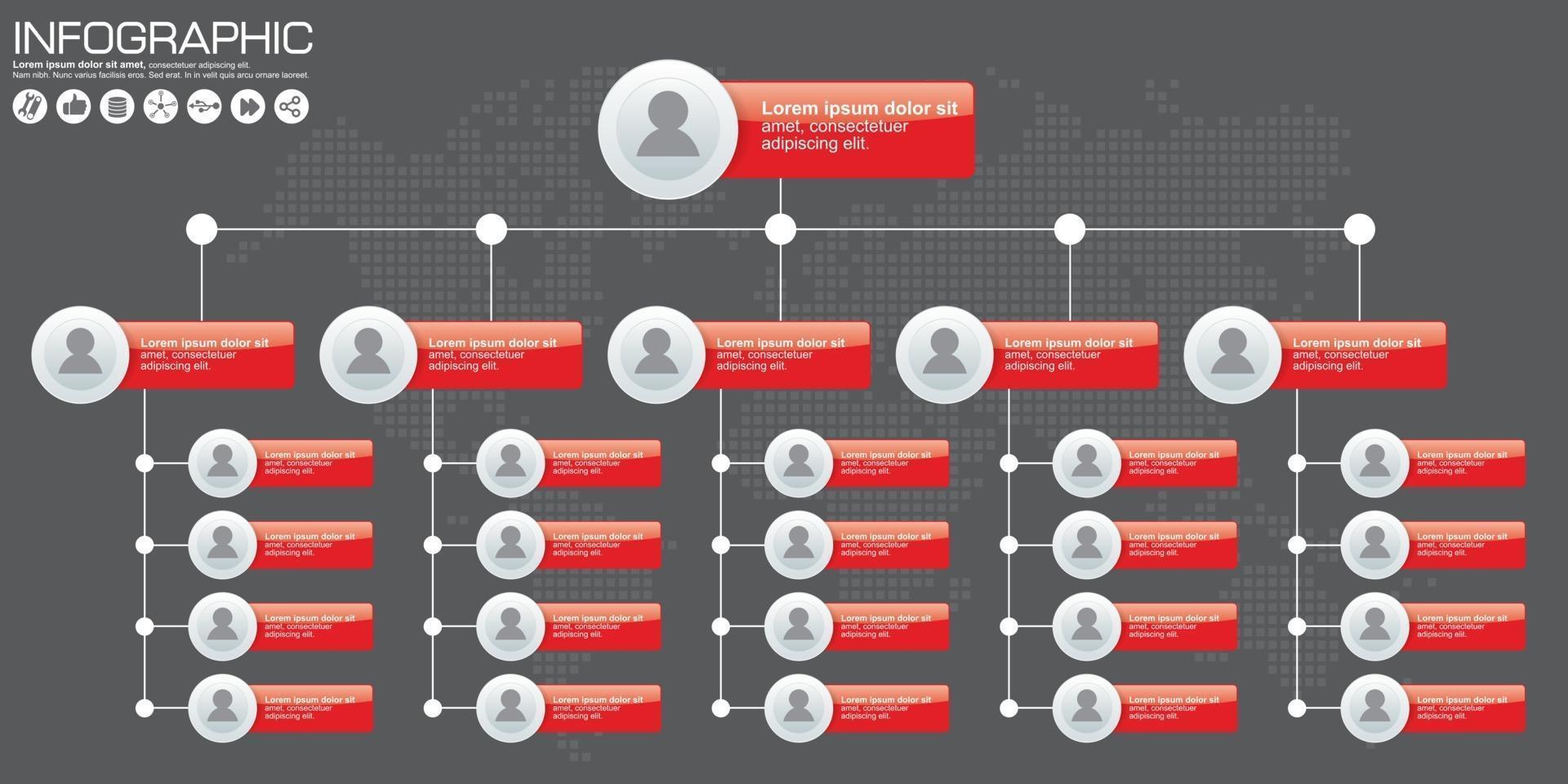 Corporate organization chart with people icons. Vector illustration.