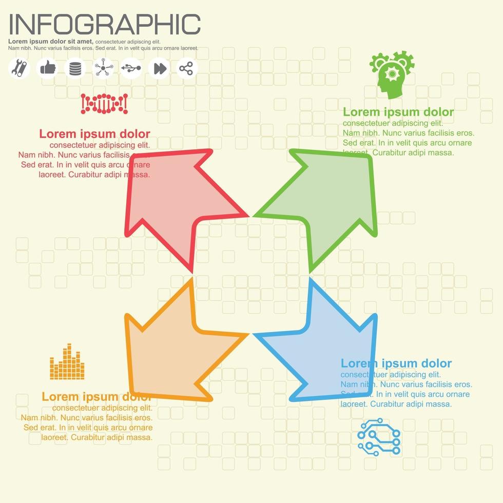 infografía vectorial de paso y flecha. 4 opciones. vector