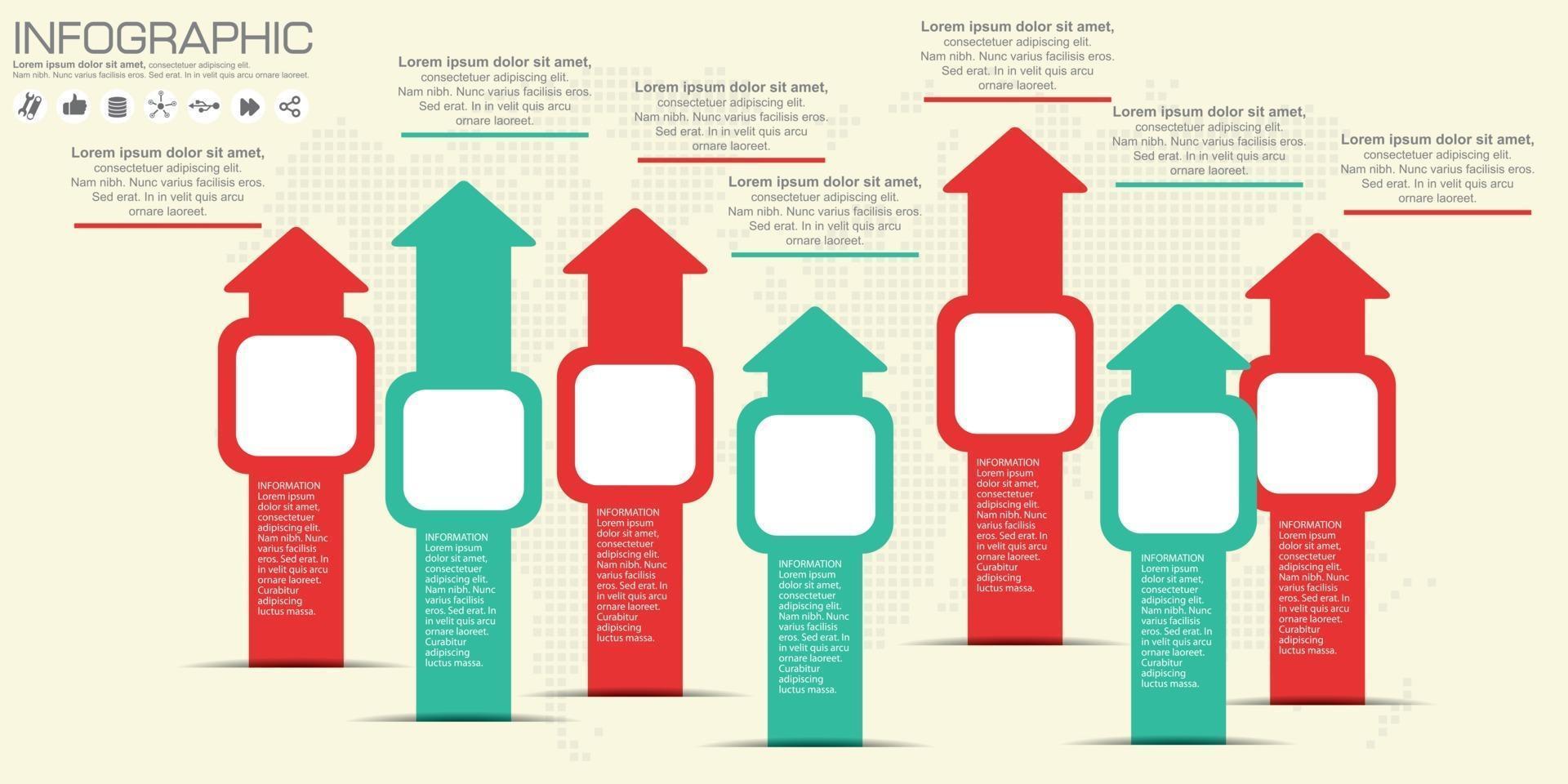 Timeline and arrow vector infographic. World map Background