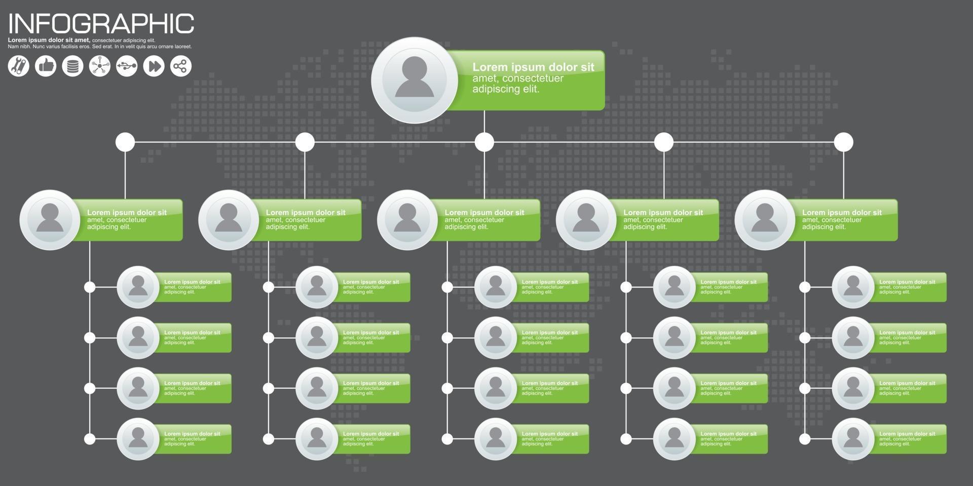 Corporate organization chart with people icons. Vector illustration.