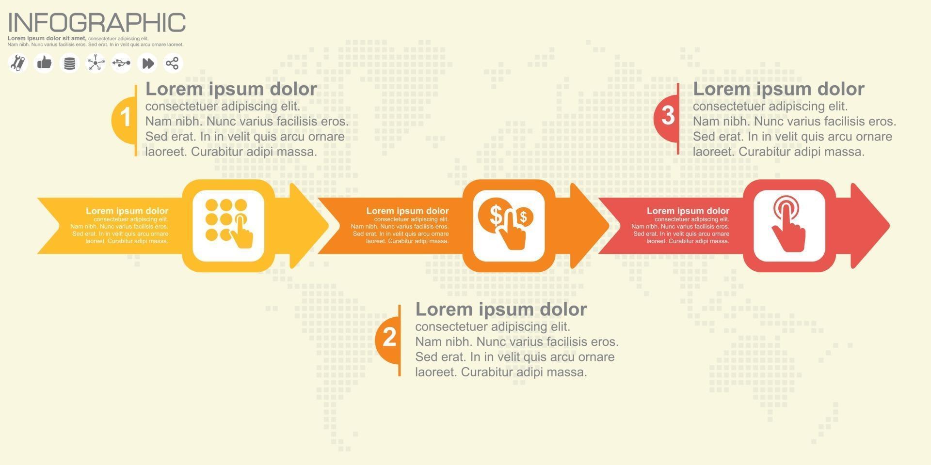 Timeline and arrow vector infographic. World map Background