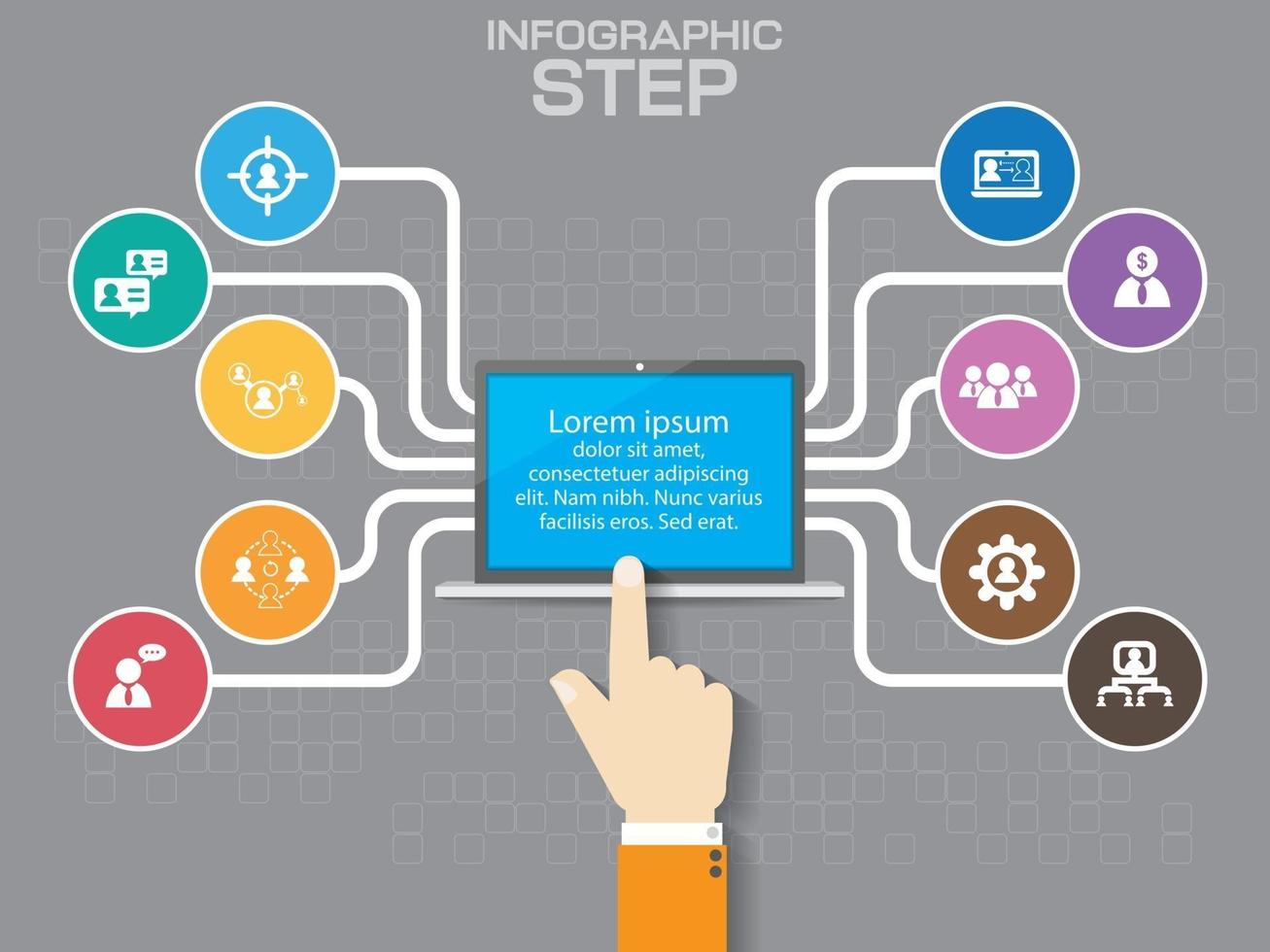 Business Infographics can be used for workflow layout, banner, diagram, number options, step up options, web design. vector