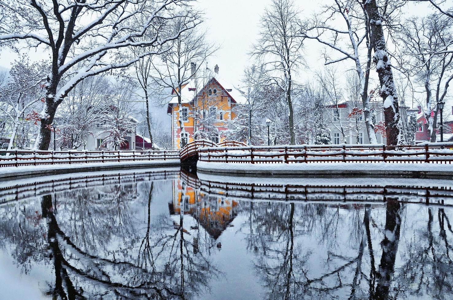 Rumania bistrita paisaje invernal en Central Park 2014 foto