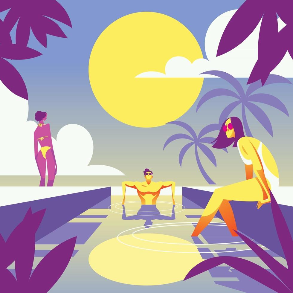 Summer Swimming Activity vector