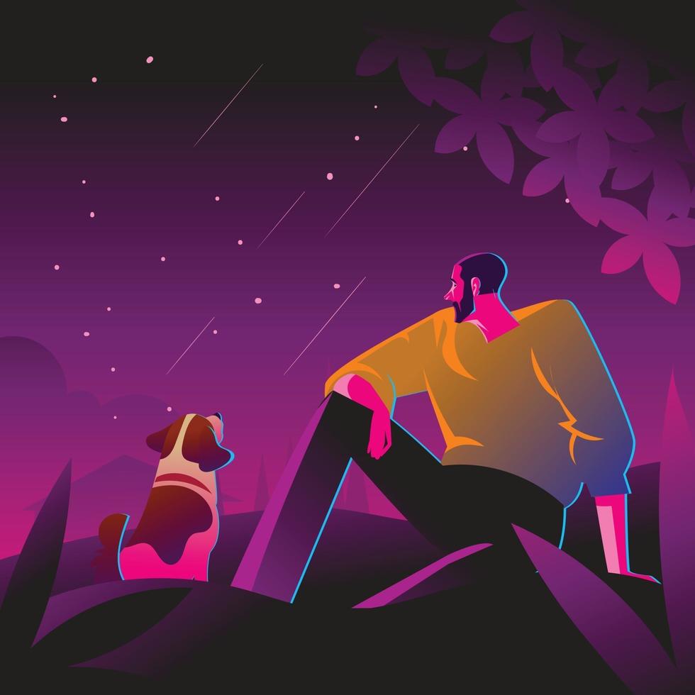 Watching Meteor Rain vector