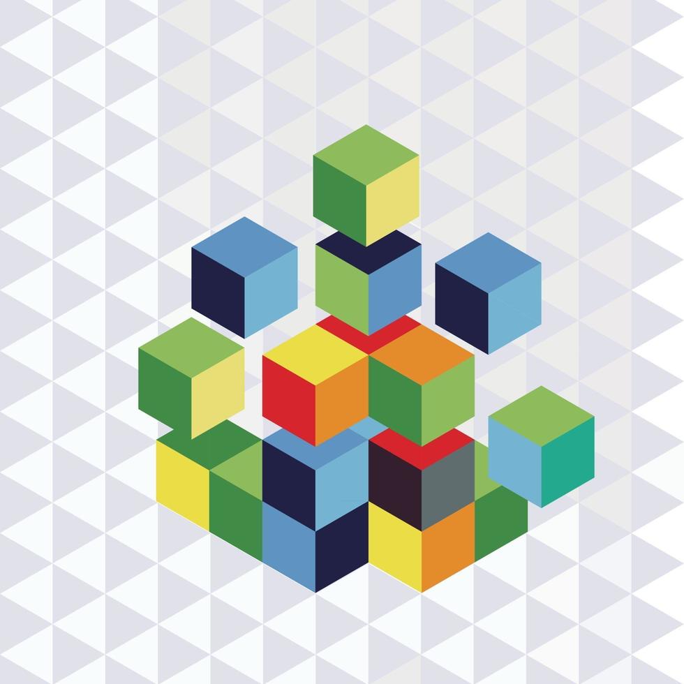 Cube geometry puzzle vector
