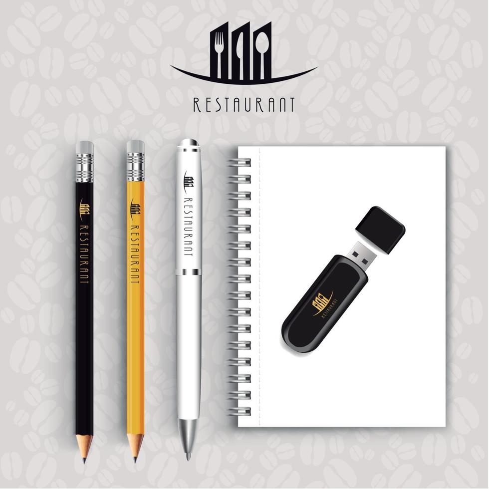 Notebook pencil with pen drive vector