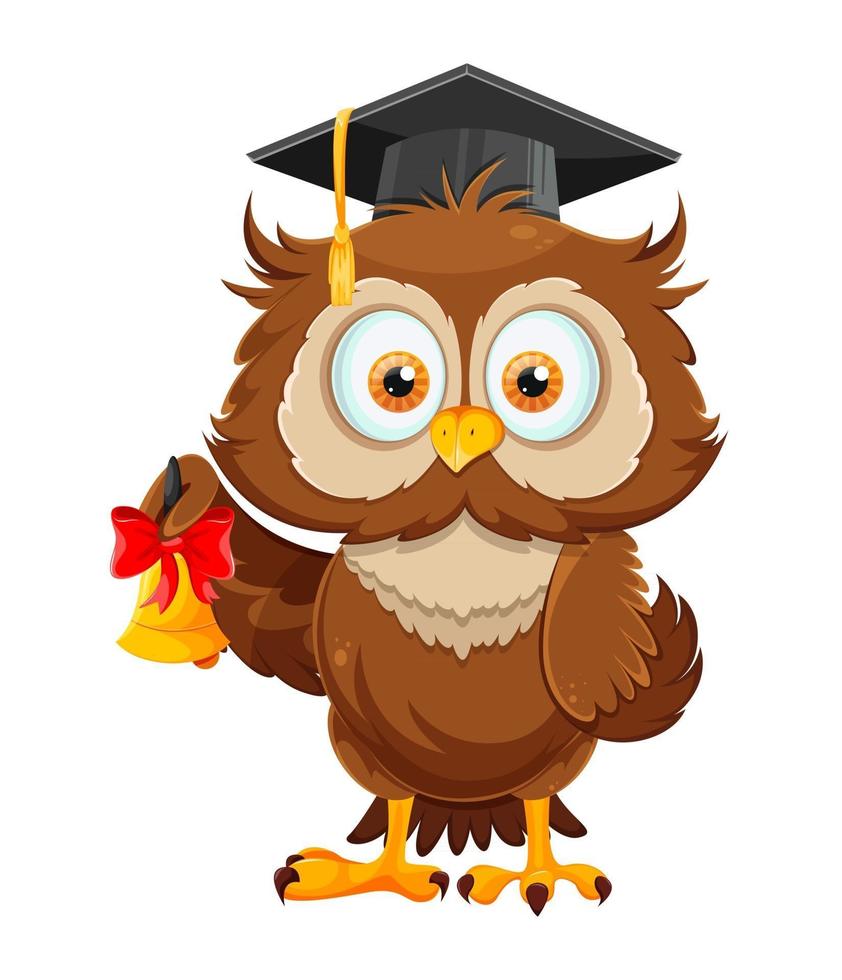 Cute wise owl. Funny owl, back to school concept vector