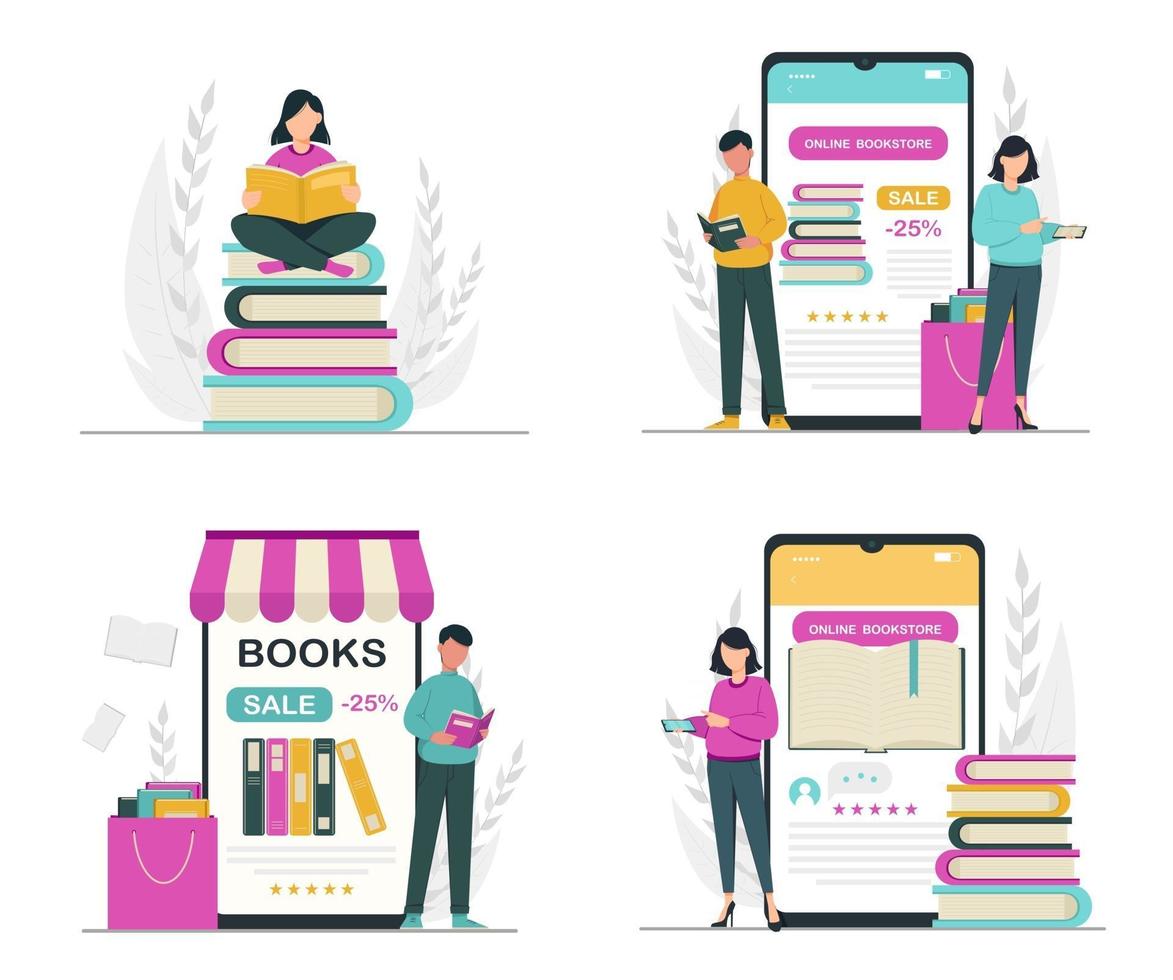 Book lover, reading, library concept vector