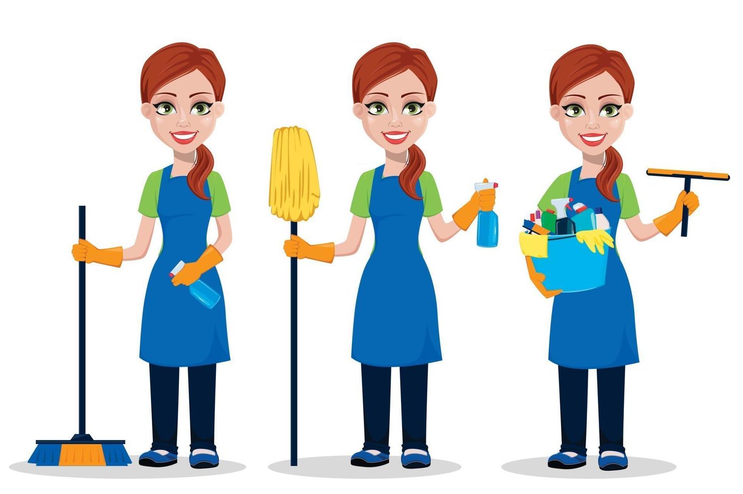 Cleaning company staff in uniform vector