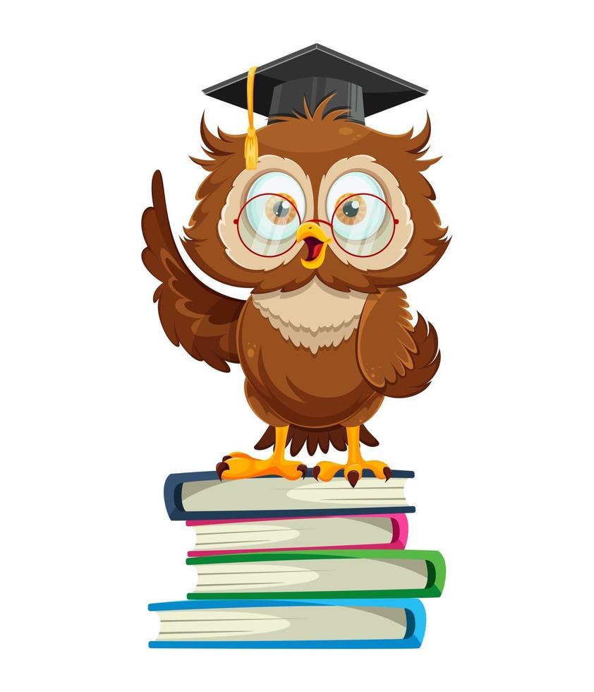 Cute wise owl. Funny owl, back to school concept vector