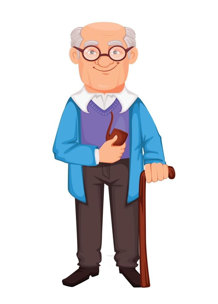 feliz dia de los abuelos. abuelo alegre vector