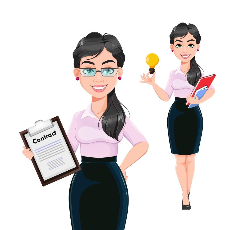 Successful business woman cartoon character vector