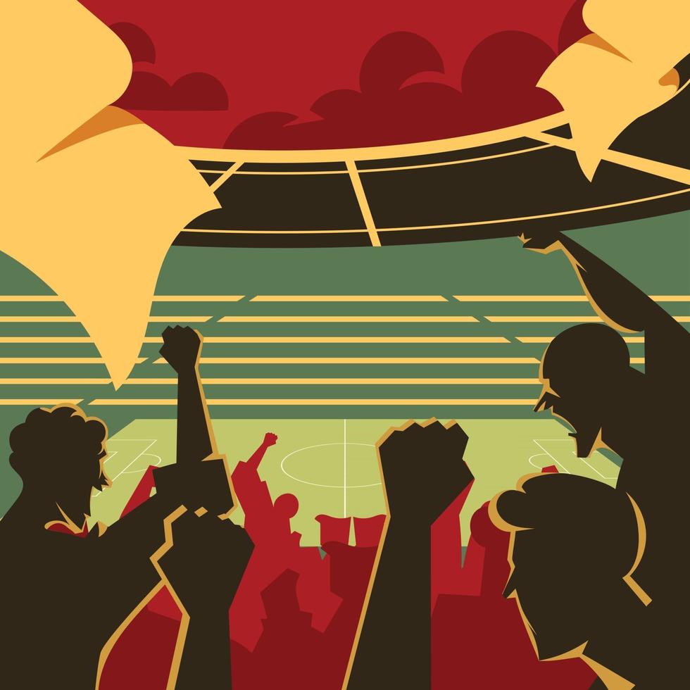 People Watching Football Match at Stadium Concept vector