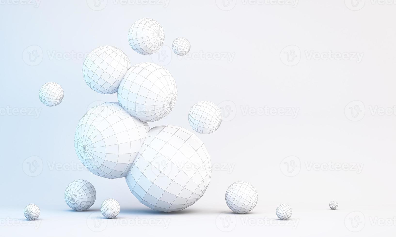 Abstract 3d white geometric shapes on white background photo