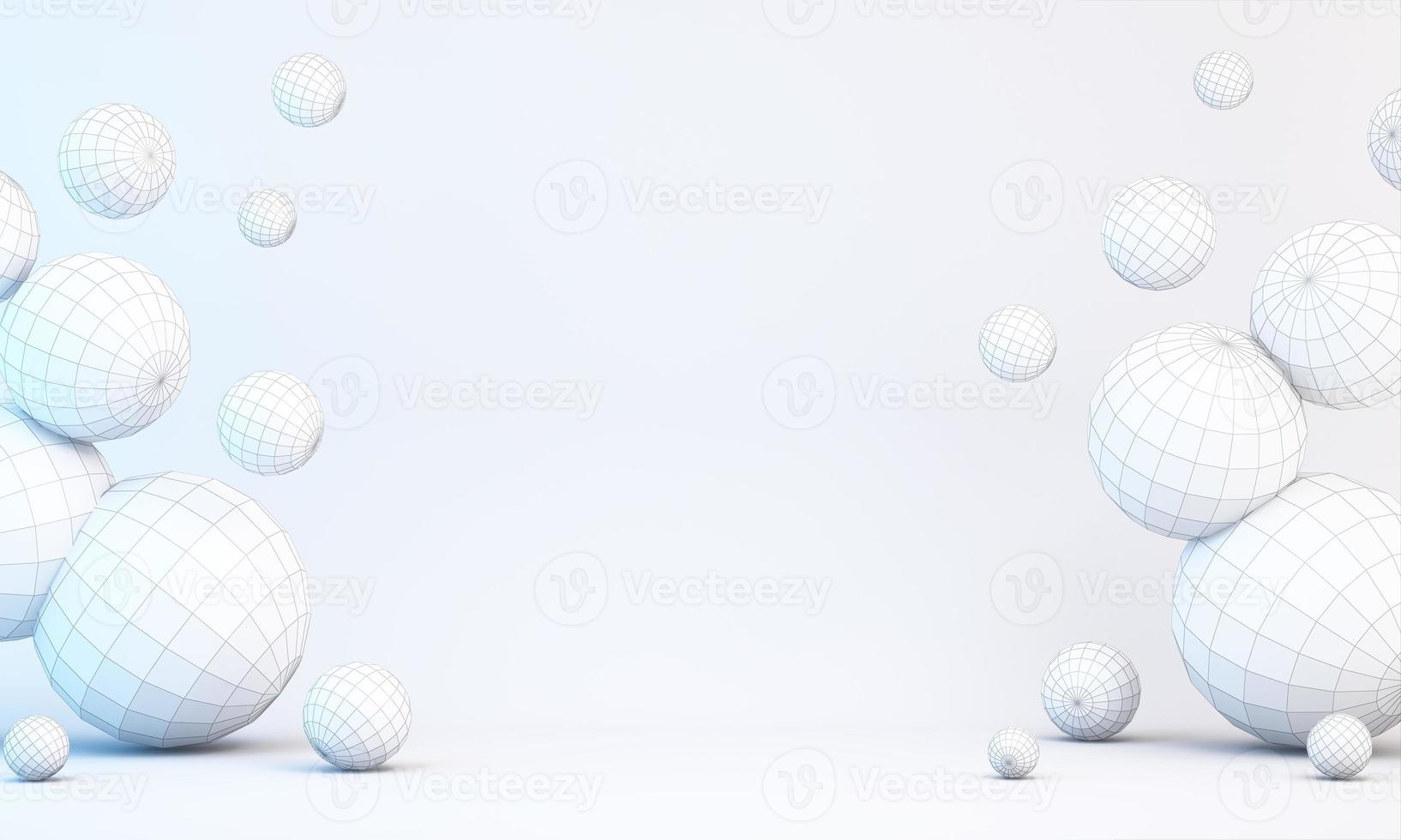 Abstract 3d white geometric shapes on white background photo