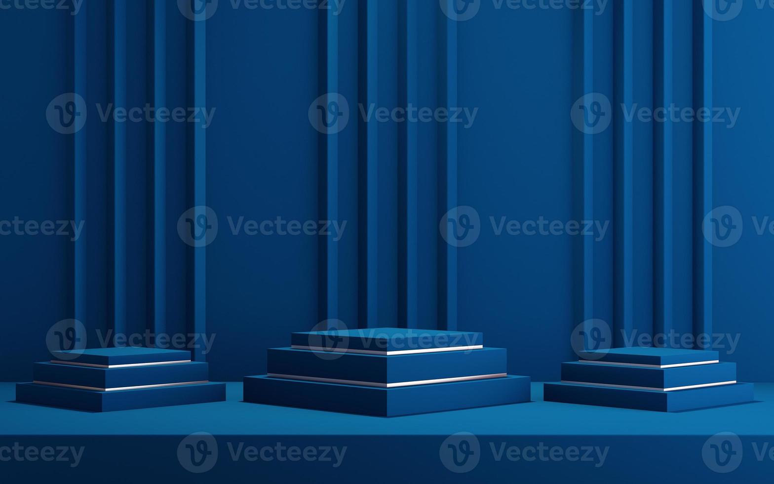 3d background for mock up podium for product presentation, blue background, 3d rendering photo