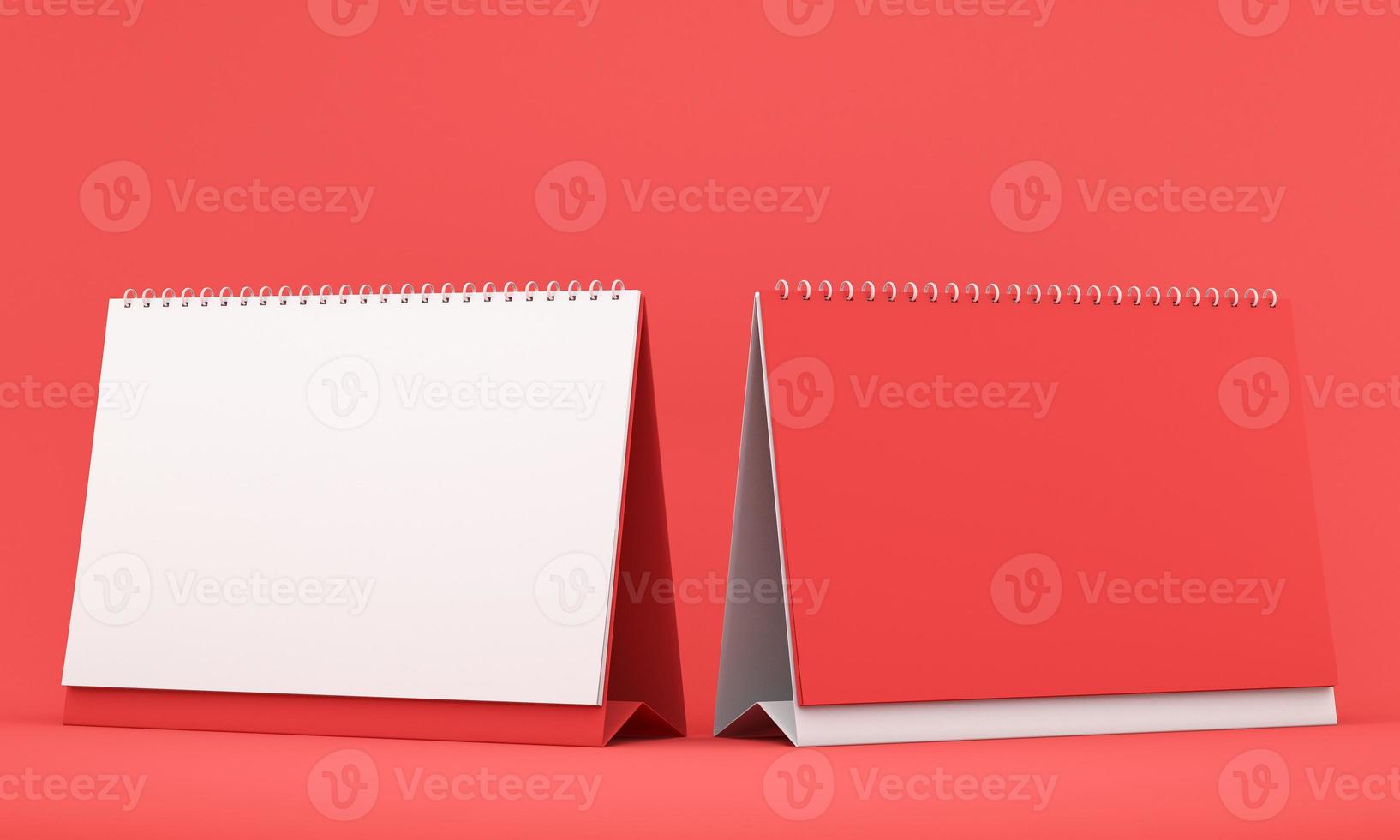 3d illustration of white blank calendar on red background photo