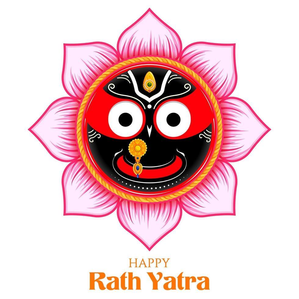 illustration of Lord Jagannath, Balabhadra and Subhadra on annual Rathayatra in Odisha festival background vector