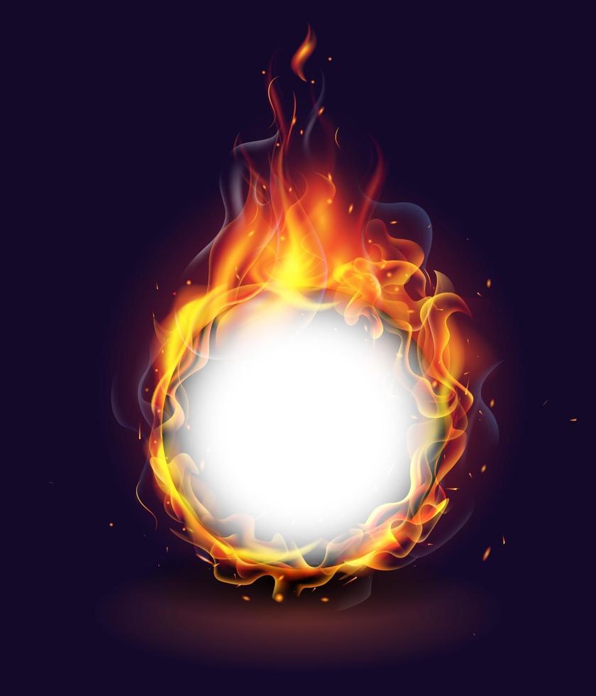 illustration of Realistic Burning Fire Flame on black background vector