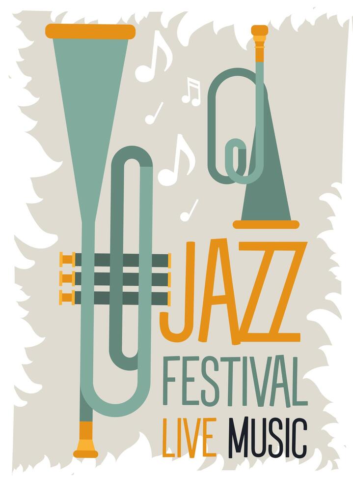 jazz festival poster with trumpets vector