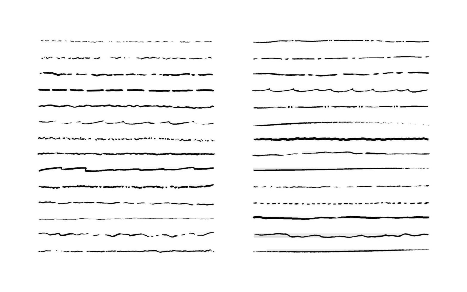 conjunto de líneas. fronteras vectoriales dibujadas a mano. subrayados del doodle de la vendimia. elemento de patrón de dibujos animados. conjunto de marcos de grunge. vector