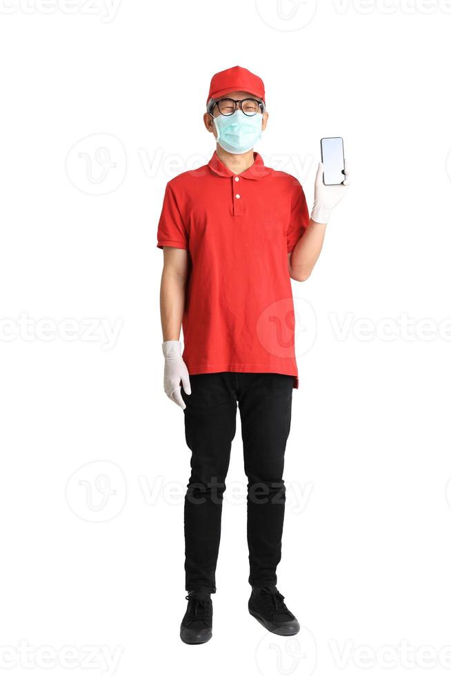 mensajero asiático con máscara foto