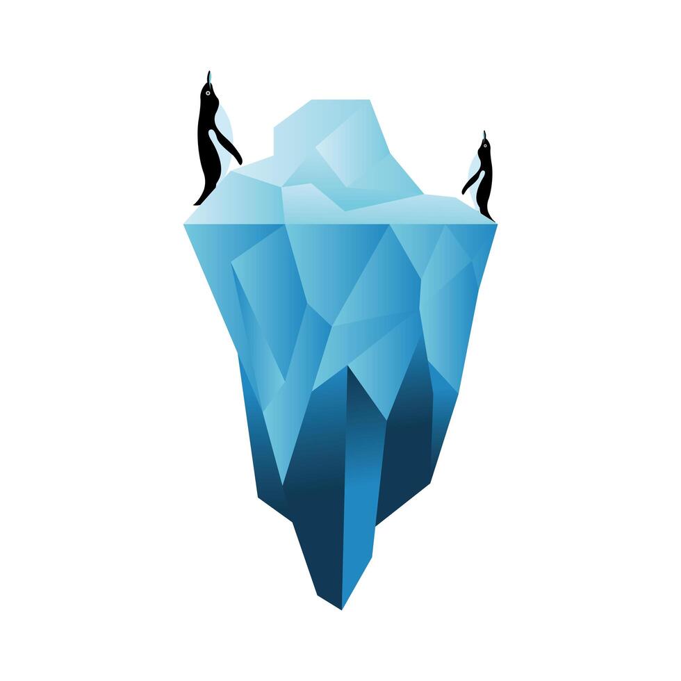 pingüinos en diseño vectorial de iceberg vector