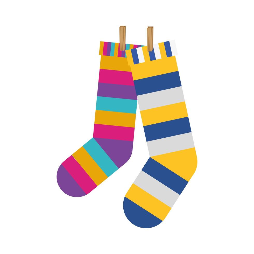 socks pair with colors stripes hanging 2842901 Vector Art at Vecteezy