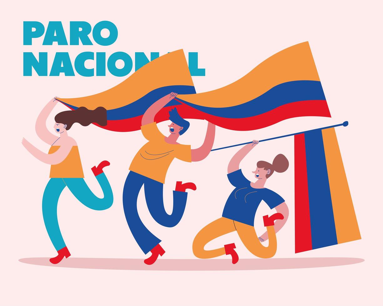etiqueta de huelga nacional colombiana vector