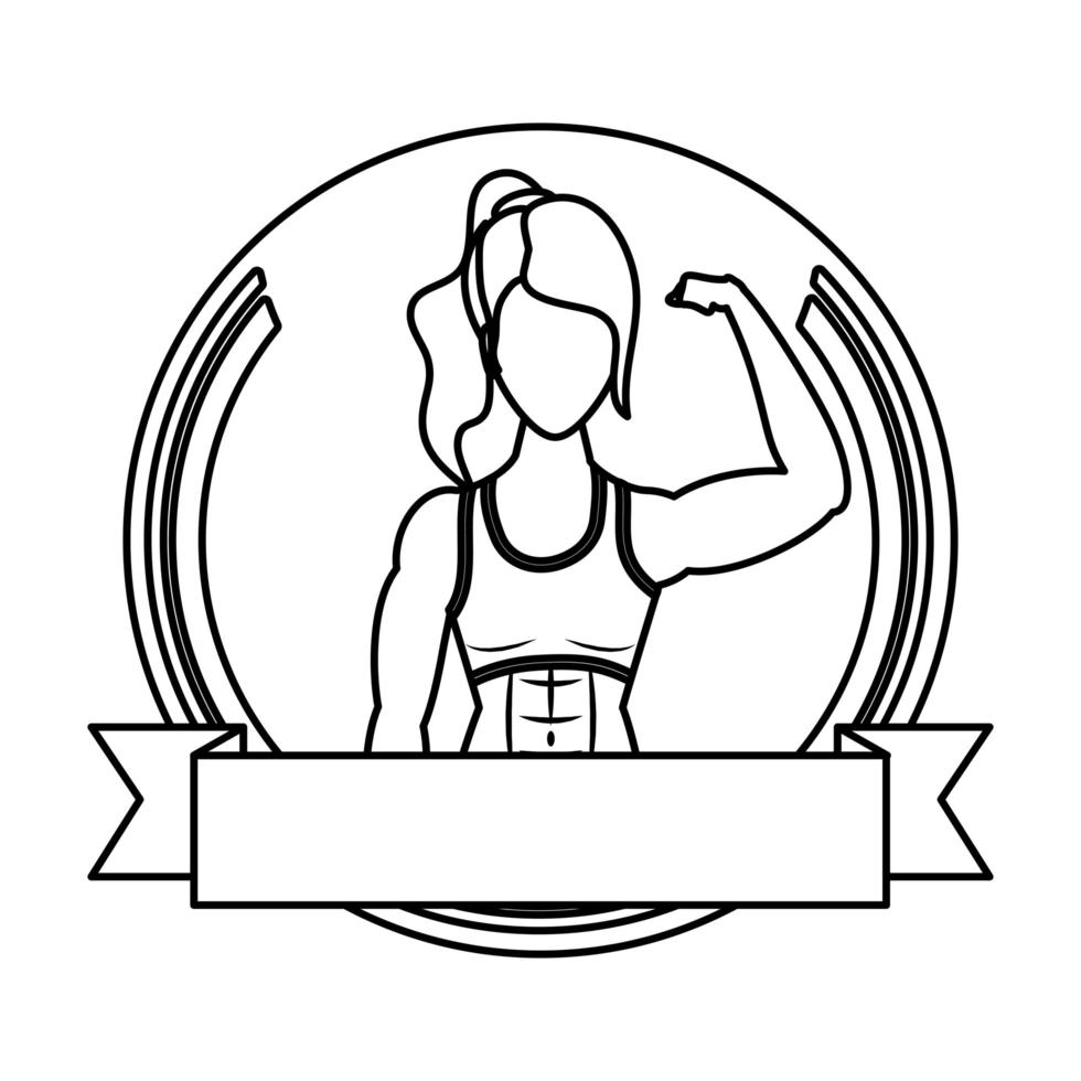 young strong woman athlete in frame vector