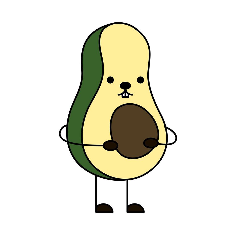 avocado fresh vegetable kawaii character vector