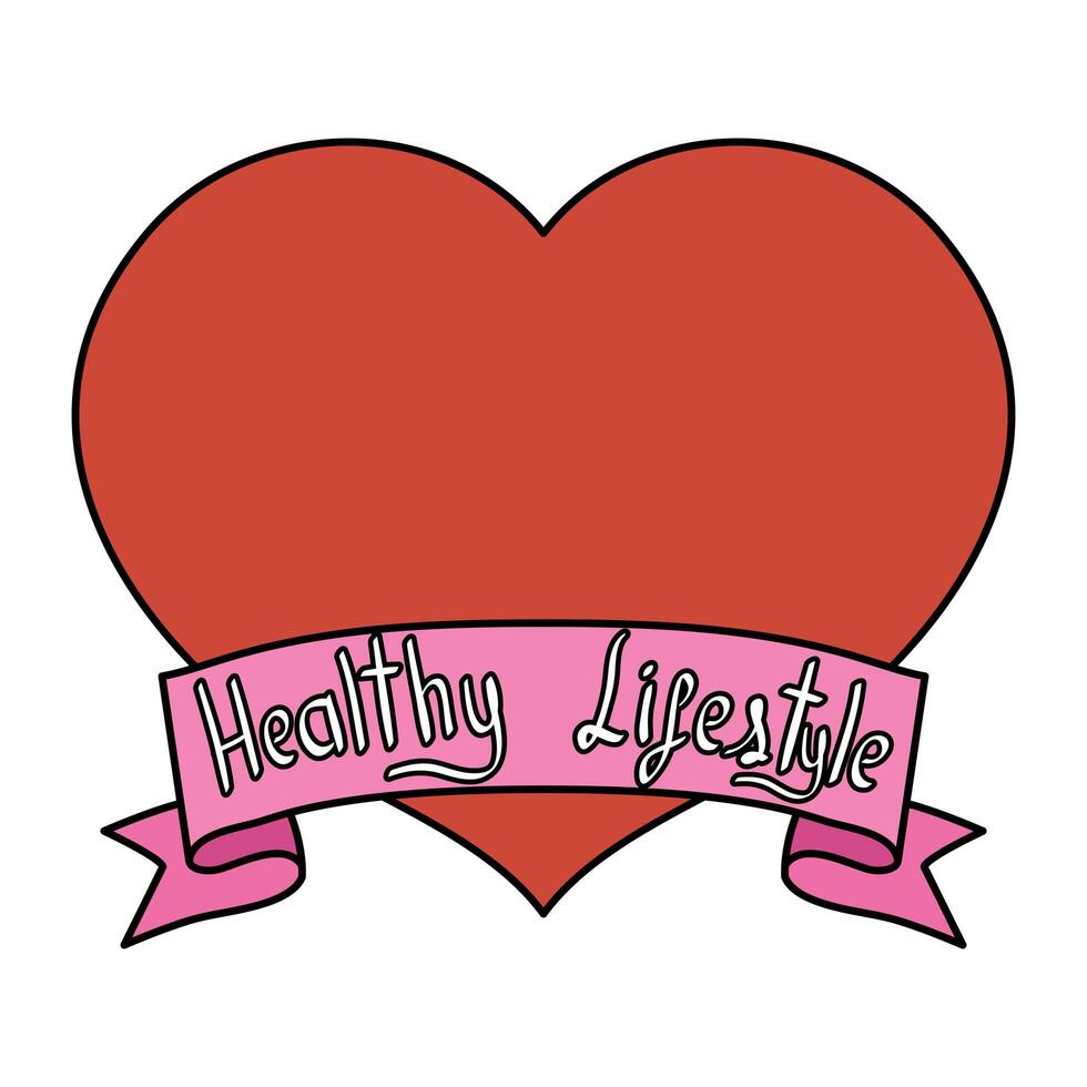 heart love with ribbon healthy lifestyle vector