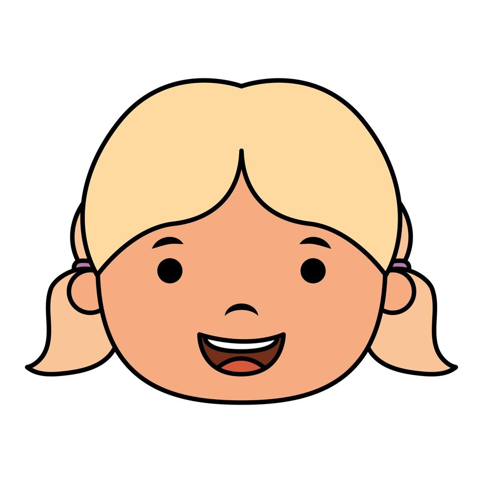 cute little blond girl head character vector