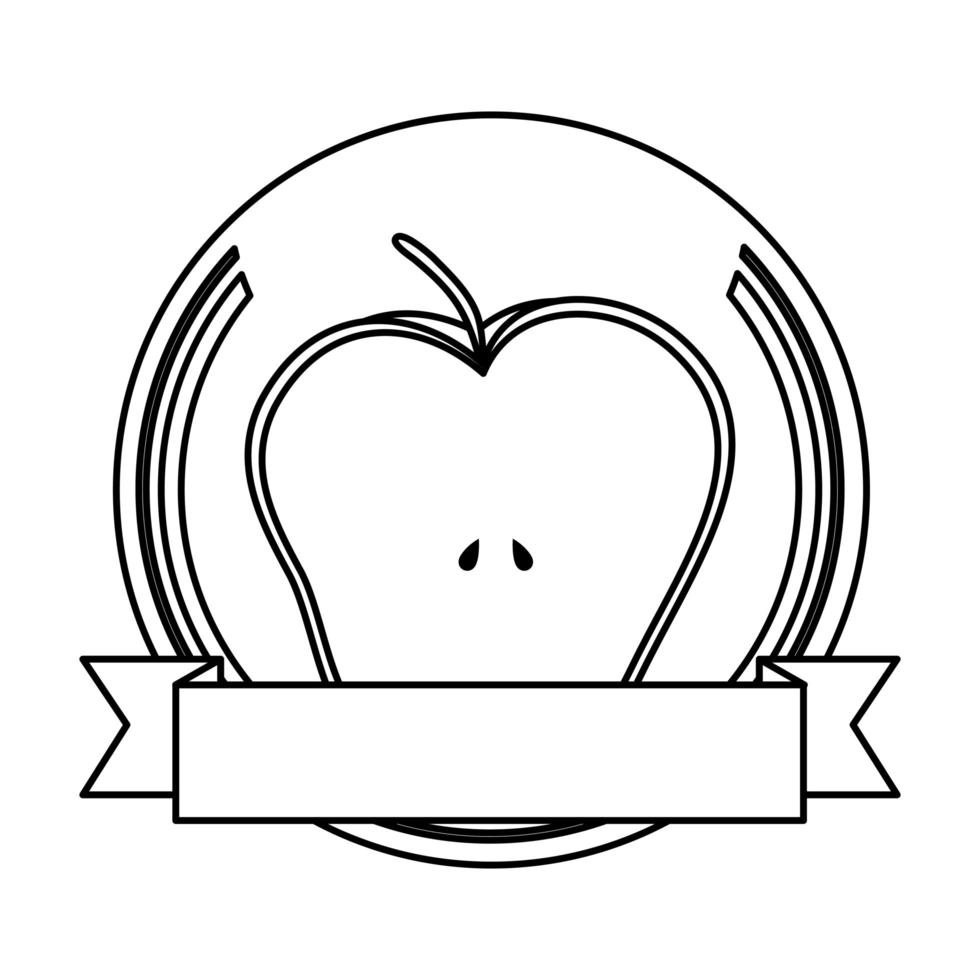 apple fresh fruit with ribbon frame vector
