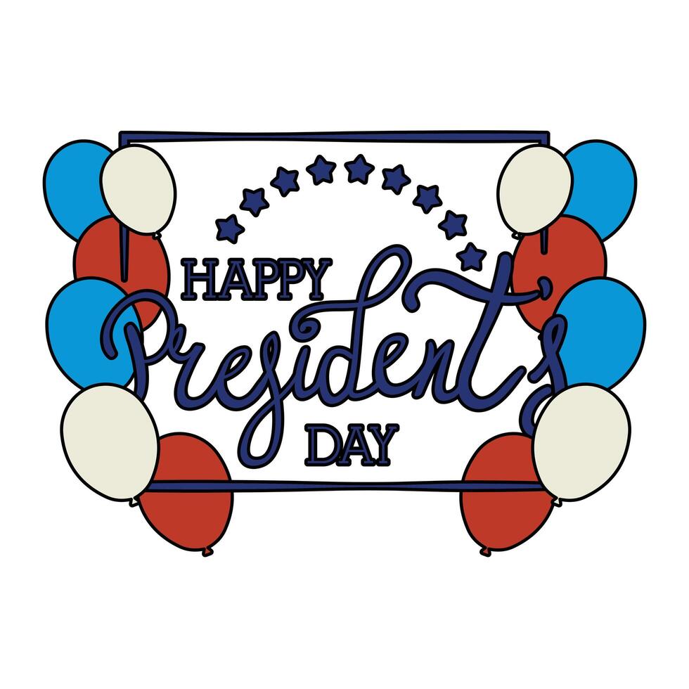 president day lettering with balloons helium vector