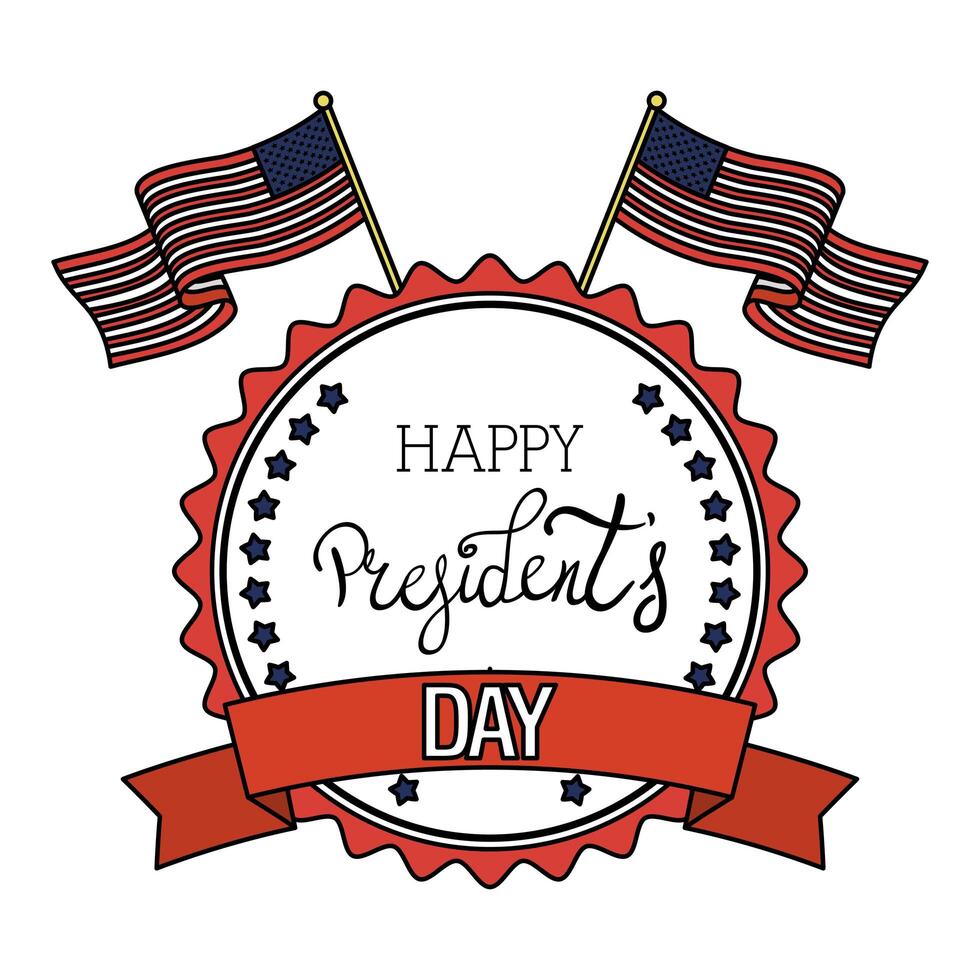president day seal stamp with flags vector