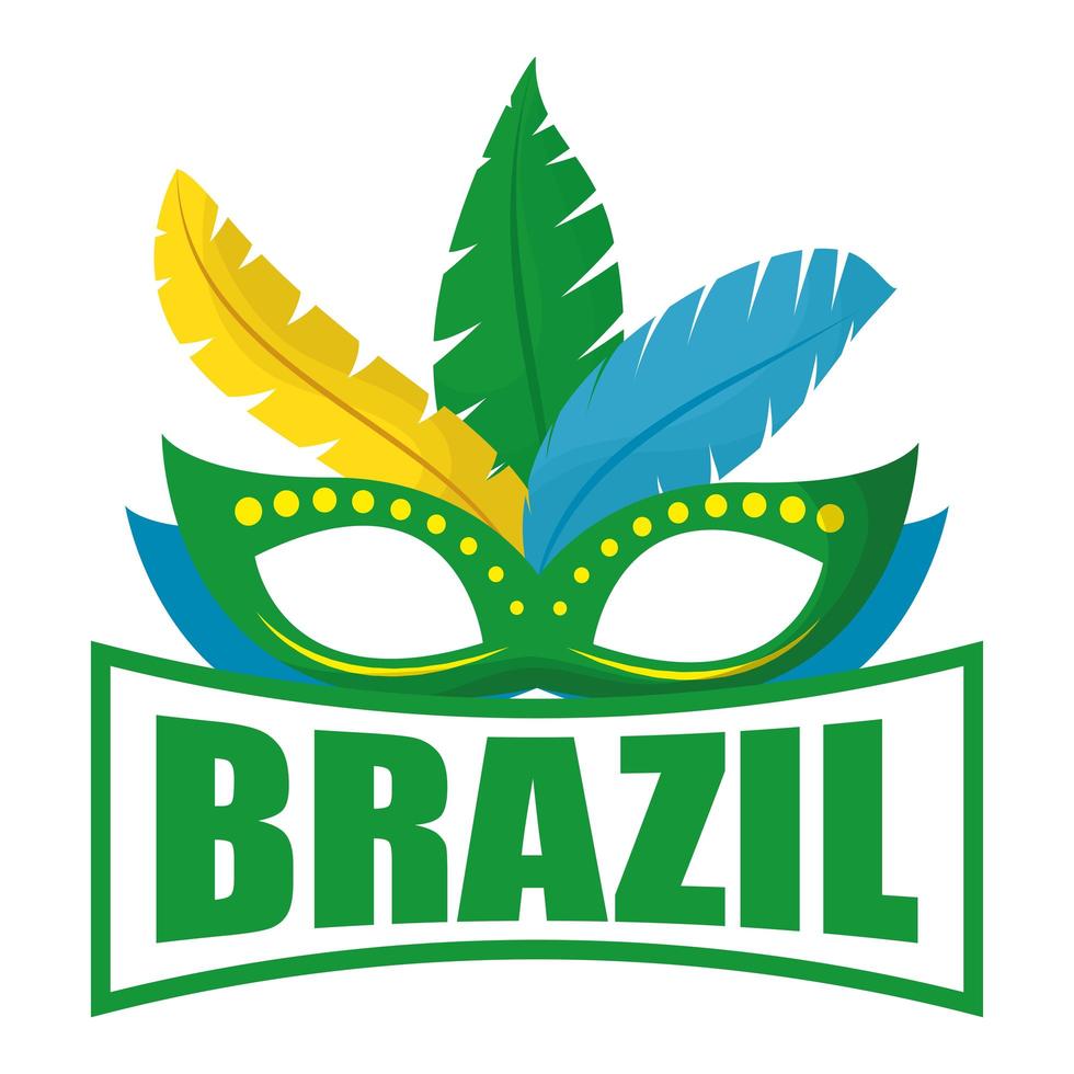 brazil carnival poster with lettering and mask vector