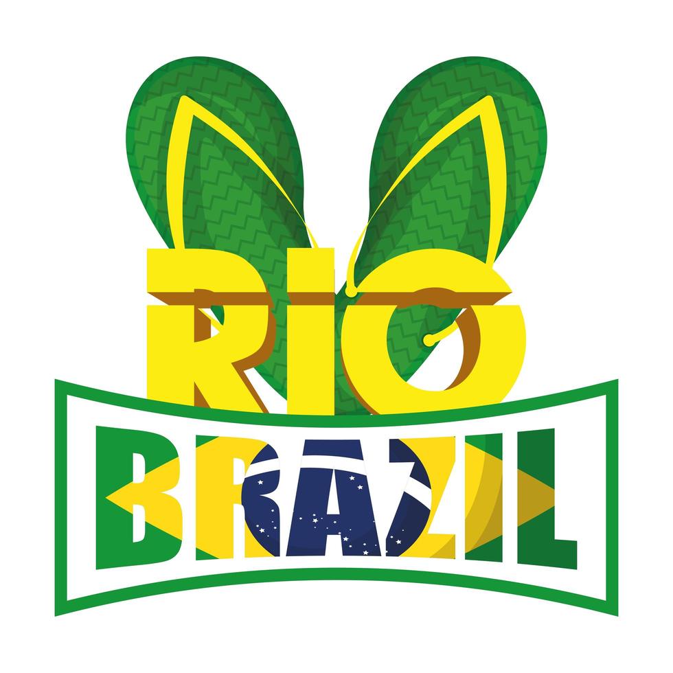 cartel de carnaval de brasil con letras y sandalias vector