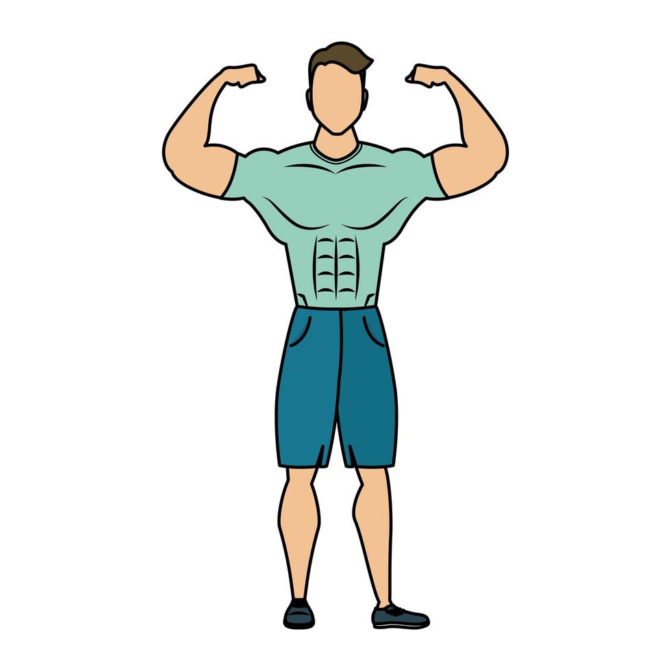 young strong man athlete character vector