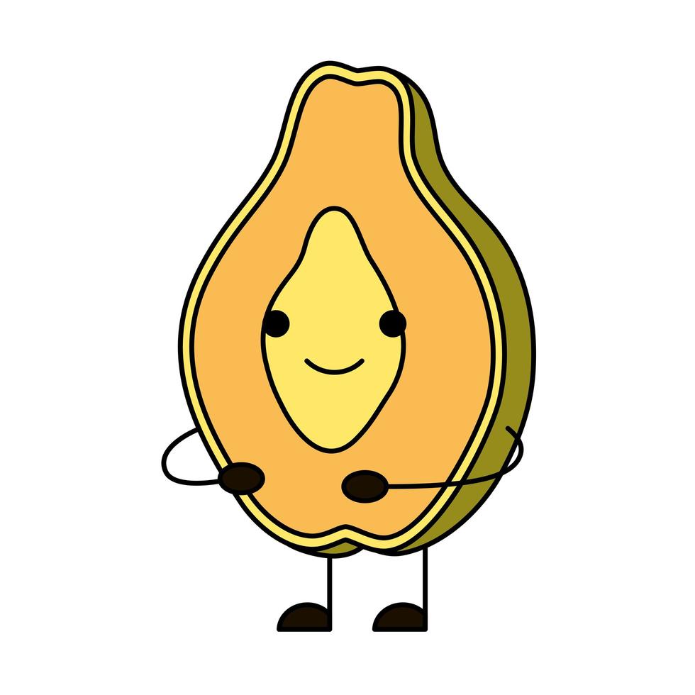 tropical papaya fruit kawaii character vector