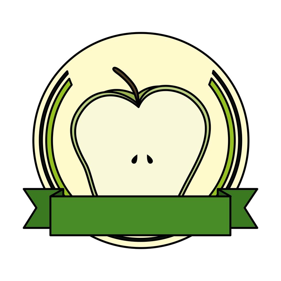 apple fresh fruit with ribbon frame vector